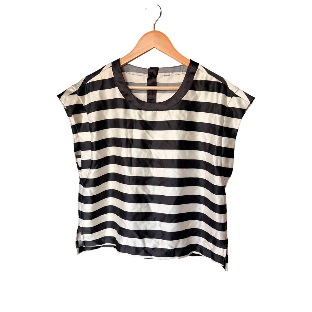 Black White Striped‎ Sleeveless Top Tunic Blouse Womens Size M Nordstroms - Picture 2 of 7